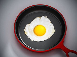 Egg in a pan isolated on white background. 3D illustration
