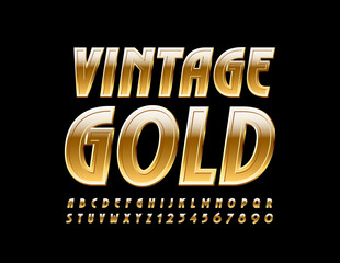 Vector Vintage Golden Font. Chic Alphabet Letters and Numbers