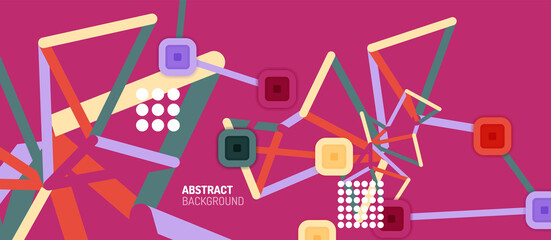 Abstract square dot connections, flat style multicolored geometric background for Wallpaper, Banner, Background, Card, Book Illustration, landing page or poster design