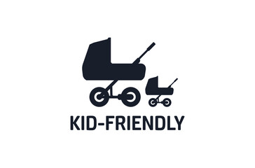 Baby carriage, baby buggy kid - Friendly vector icons