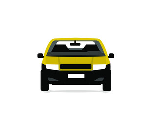 Yellow sedan car vector icon (front view)