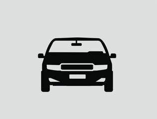 Fototapeta premium Yellow sedan car vector icon (front view)