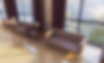 Unfocused, Blur phototography. The interior of the large lobby with marble walls in the hotel. Reception. Business background.. 3D rendering