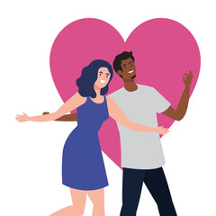 happy couple with heart background, healthy lifestyle, celebrating holiday