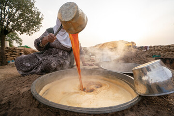 making grape molasses and raisins with traditional method.  (uzum pekmezi) natural molasses