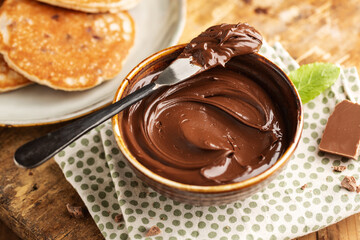 Freshmade chocolate paste served in bowl