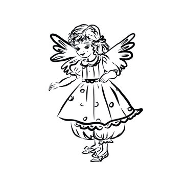 Cute baby angel. Coloring book with symbol of god of man. Happy baby. Concept of resurrection of Jesus Christ. Christmas, Easter design. 