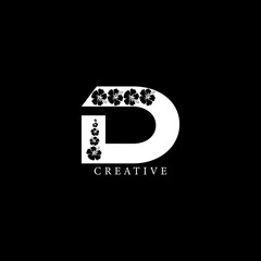 Hibiscus flowering concept flat D letter multipurpose logo design