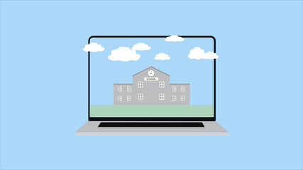 online studies concept computer and school