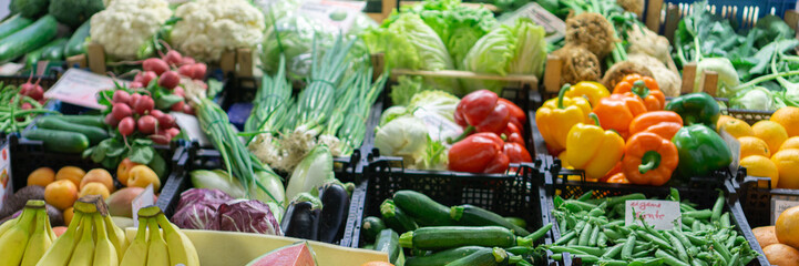 Many different vegetables at the weekly market