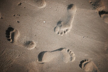 Footprints on the sand.
Le Touquet, France June 2020