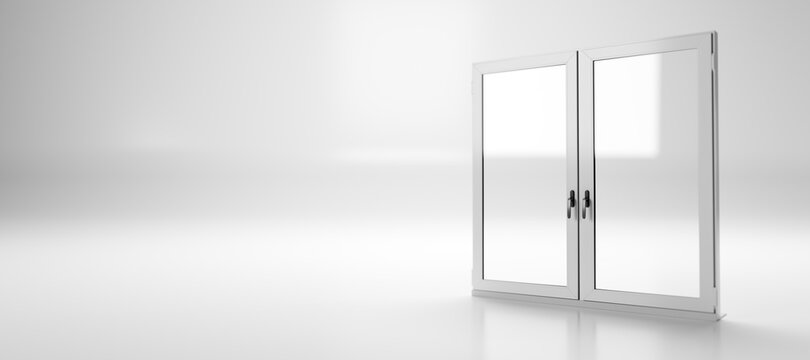 New clear and clean PCV window on white background