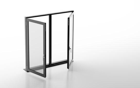 New clear and clean open PCV window on white background