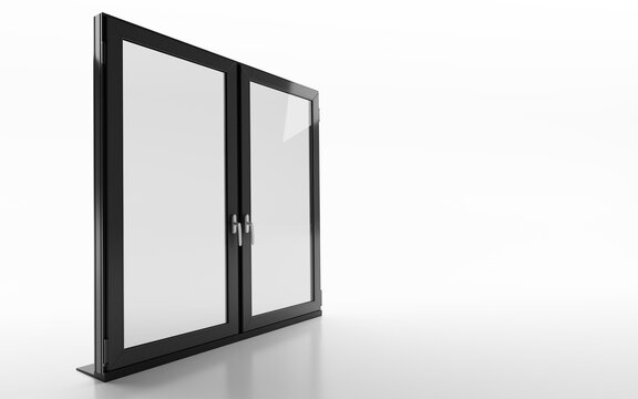 New clear and clean PCV window on white background