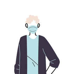 young man wearing face mask to prevent virus