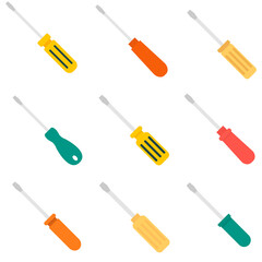 Flat screwdriver, screwdriver icon, vector illustration isolated on white background