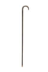 old original wooden and steel walking stick on white background