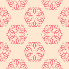 Floral seamless pattern. Pink and beige background