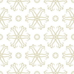Floral seamless background. Olive green design on white background