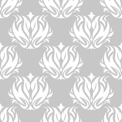 Gray seamless background with white floral pattern