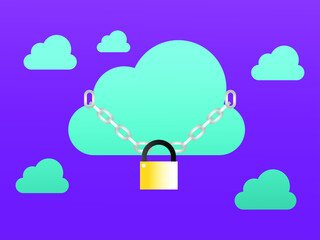 Cloud computing security vector concept: Cloud chained and locked