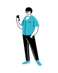 young man using an electronic device