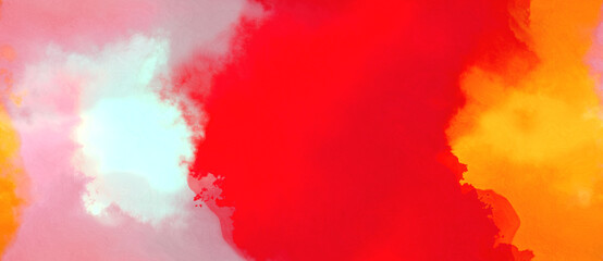 abstract watercolor background with watercolor paint with red, pastel magenta and dark orange colors