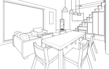 interior kitchen living room 3d illustration © Svjatoslav
