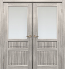 Entrance double door (Interior wooden door) isolated on white background