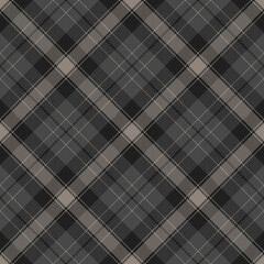 Plaid pattern winter vector in dark grey. Seamless dark check plaid for flannel shirt, skirt, blanket, duvet cover, or other modern textile design.
