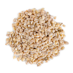 Heap of pearl barley isolated on white, food