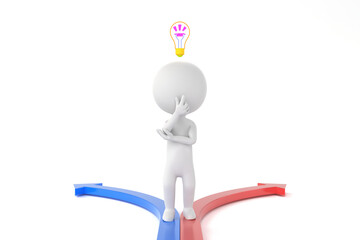 コンセプトイメージ：2つの方向のどちらかを判断する人物