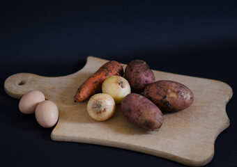 mushrooms on a wooden board