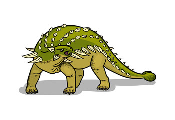 Ankylosaurus dinosaur vector illustration in cartoon style.