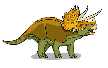 Triceratops dinosaur vector illustration in cartoon style.