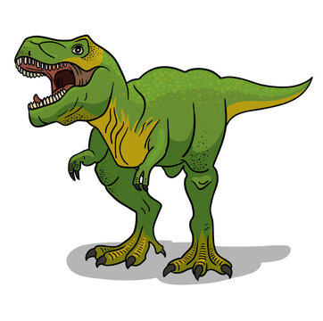 Tyrannosaurus rex dinosaur vector illustration in cartoon style.