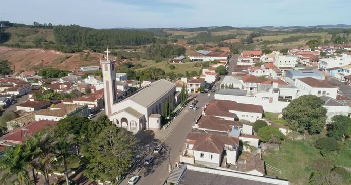 Aerial view of the Jacu&iacute; city, Minas Gerais / Brazil. 4K.