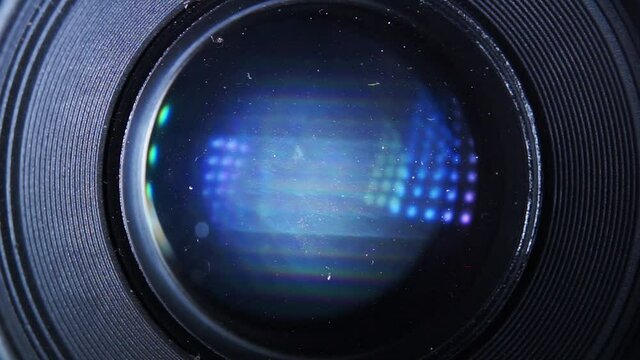 Front glas of a camera lens, 35mm photo film camera macro shot