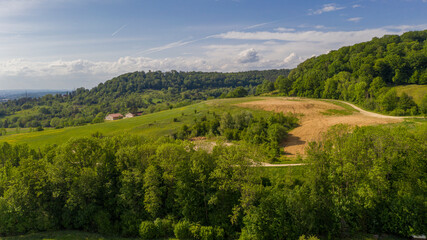 Fototapeta premium Wald und Wiesenlandschaft - Luftbild
