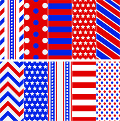 Big set of American style seamless patterns 4th of July Independence day of American festive pattern set vector image