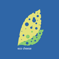 Cheese milk food eco product leaf logo icon sign element Dairy products Vegetarian natural style design Fashion print clothes apparel greeting card badge element banner poster flyer Vector