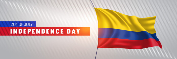 Colombia happy independence day greeting card, banner vector illustration