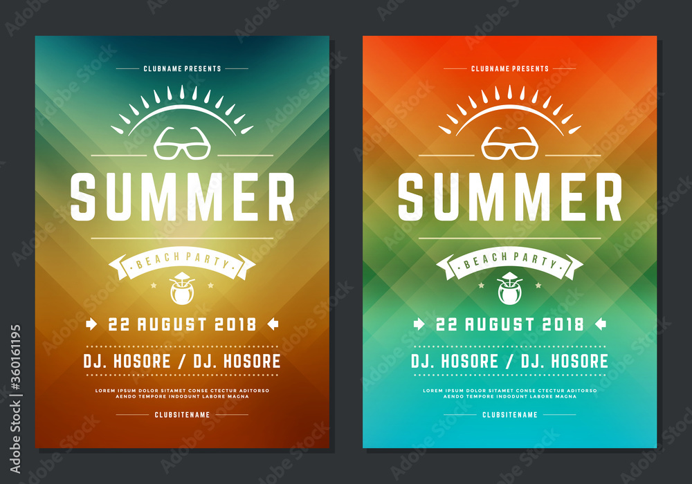 Wall mural summer party design poster or flyer night club event modern typography