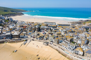 Aerial Photograph of St Ives, Cornwall, England in the sun