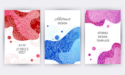 Set of trendy creative templates with liquids, shapes and urban graphics. Abstract minimal design