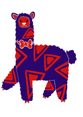 drawn llama with triangles. illustration
