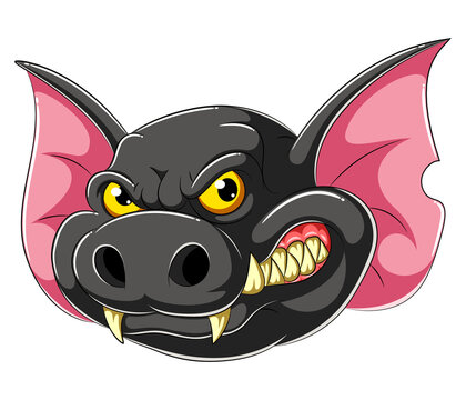 Angry Bat head cartoon mascot