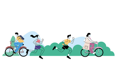 people with masks doing sports