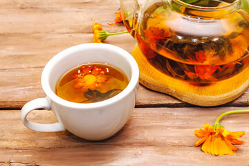 Tea made from fresh marigold flowers