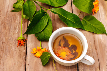 Tea made from fresh marigold flowers